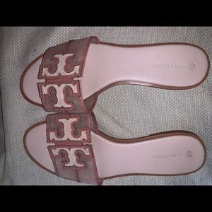 Leather/Mesh slide sandals